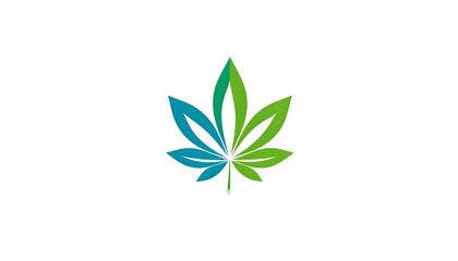 Simple green and teal cannabis leaf graphic