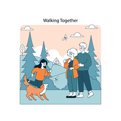 Connection Between Generations. Flat Vector Illustration