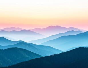 Fototapeta premium Layered Mountain Sunrise Depth Effect, principle of composition