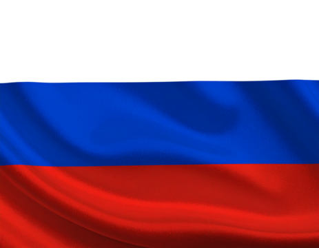 Russian Federation Flag Flowing Smoothly in Gentle Breeze, High-Resolution Fabric Texture, Isolated on Transparent Background
