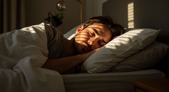 Man sleeping peacefully in bed