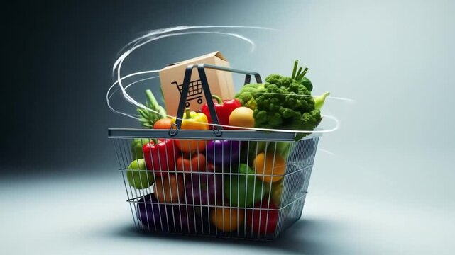 Full shopping basket with fresh produce