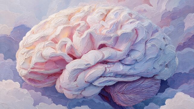 Surreal brain matter morphing with scattered memories in soft pastel colors - Powered by Adobe