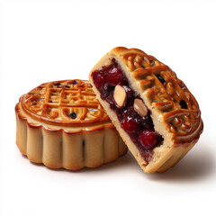 Chinese mooncakes with red bean and lotus filling