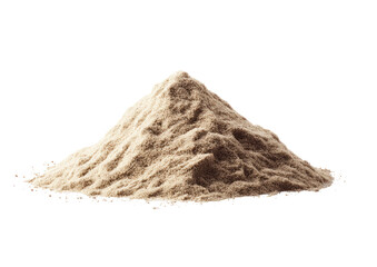 A mound of light beige sand sits on a black background