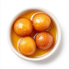 Indian gulab jamun in syrup, served in small bowl