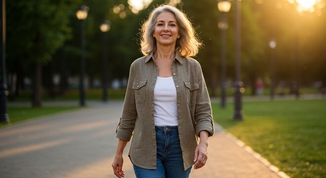 Mature woman walking in park