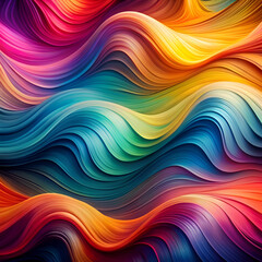 Obraz premium Abstract colorful wavy pattern with vibrant hues. Dynamic flowing lines create a sense of movement and energy.