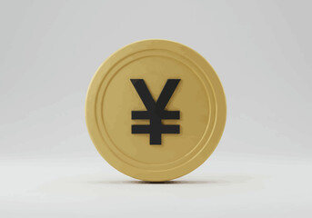 Golden Coin Featuring the Japanese Yen Currency Symbol.