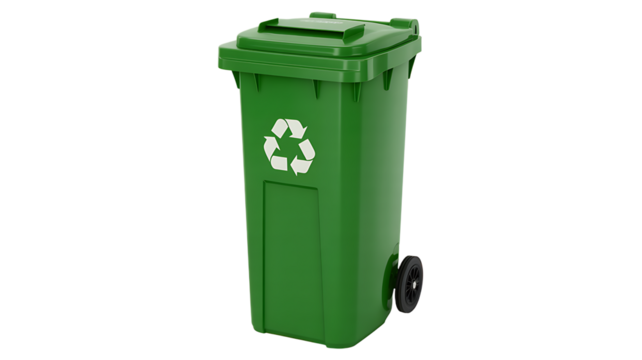 Green recycling bin promotes eco-friendly living and waste reduction in residential areas and businesses