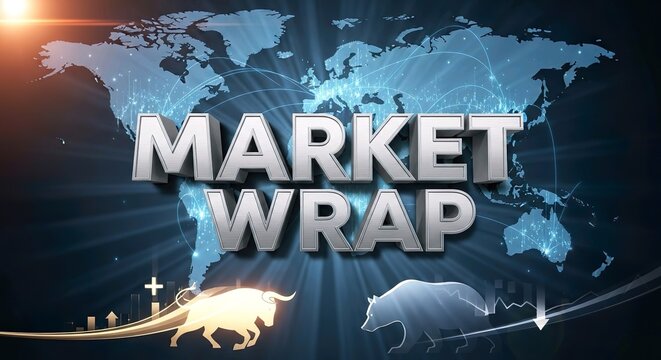 Global Market Wrap Business News Stock Exchange World Map Bull and Bear Finance Report
