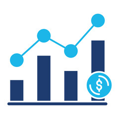 Increase Icon In Blue Monochrome Flat Design, Vector Illustration