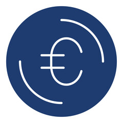 Euro Coin Icon In Blue Monochrome Flat Design, Vector Illustration