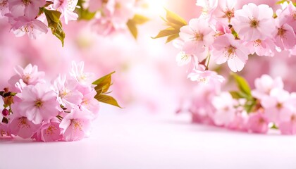 Obraz premium Pink cherry blossoms in soft focus