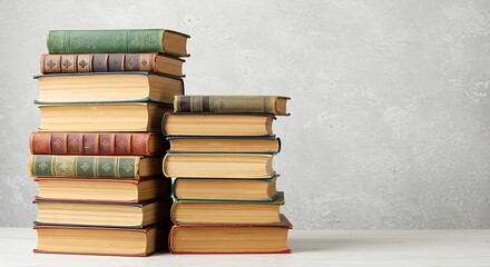 Stack of Vintage Books on a Textured Background