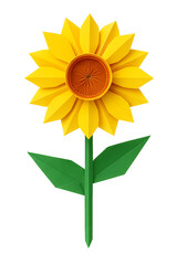 Fototapeta premium 3d origami sunflower isolated on transparent background