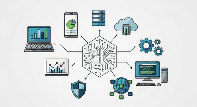 Centralized Digital Ecosystem with a Hexagonal AI Circuit Hub