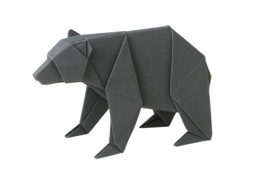 3d origami bear isolated on transparent background - Powered by Adobe