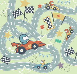 Lustige Illustration für Kinder mit Rennwagen