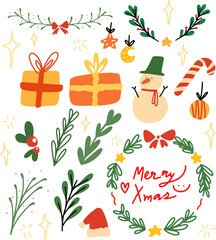 Christmas cute decoration drawn style.