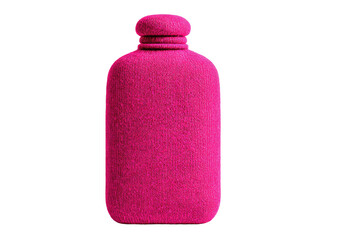 Vibrant hot pink, fuzzy, insulated bottle