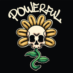 Skull Flower for streetwear illustration