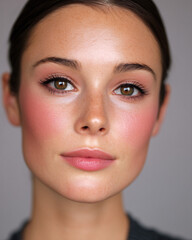 soft blush tones across cheeks and nose bridge
