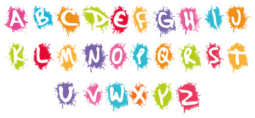 Alphabet in white splash background illustration