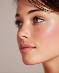 soft blush tones across cheeks and nose bridge