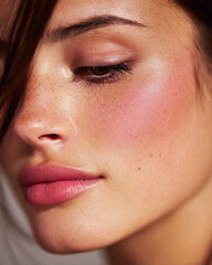 soft blush tones across cheeks and nose bridge