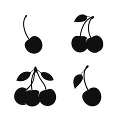 Cherry fruit silhouette isolated on white background. Simple, minimalist, flat design style. Vector illustration eps