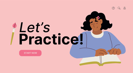 Back to school student hand drawn vector illustration for education, online learning, reading book, school and courses lending page header. International education day, teachers day concept art.