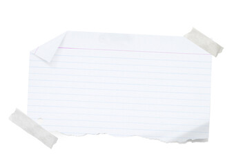 White grid notepaper journal sticker. A blank sheet of checkered paper. Real notepad with grid line...