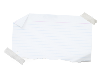 White grid notepaper journal sticker. A blank sheet of checkered paper. Real notepad with grid line isolated	