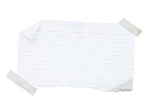 White grid notepaper journal sticker. A blank sheet of checkered paper. Real notepad with grid line isolated	