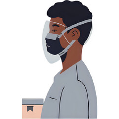 Man Wearing Face Shield and Medical Mask &ndash; Flat Vector Character