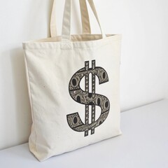 Dollar Sign Fabric Tote Bag	
