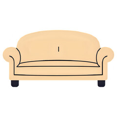 Cream Sofa Illustration &ndash; Home Furniture Flat Vector