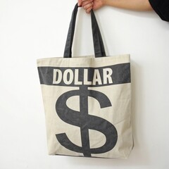 Dollar Sign Fabric Tote Bag	
