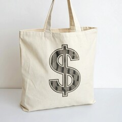 Dollar Sign Fabric Tote Bag	
