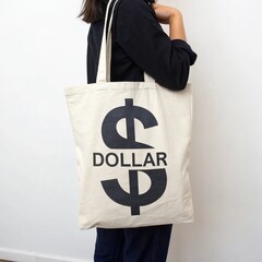 Dollar Sign Fabric Tote Bag	
