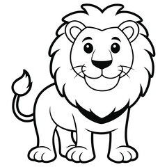 Fototapeta premium Vector art of cute cartoon lion illustration isolated on white background