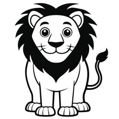 Fototapeta premium Vector art of cute cartoon lion with a big mane, isolated on white background