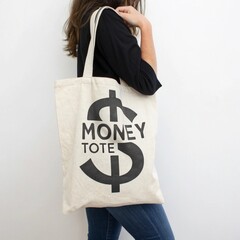 Dollar Sign Fabric Tote Bag	

