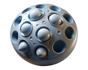 Abstract spherical structure with embedded balls and cones architectural design element3d illustration isolated on transparent background