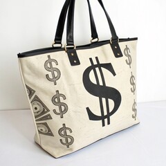 Dollar Sign Fabric Tote Bag	
