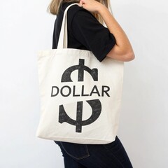 Dollar Sign Fabric Tote Bag	
