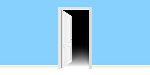 Open  a white door to enter the dark room