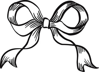 Monochrome handmade linear bow. Perfect for invitations, greeting cards, posters, and party designs.