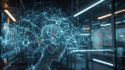Futuristic AI brain interface